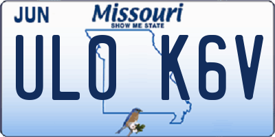 MO license plate UL0K6V