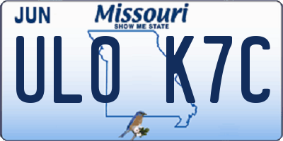 MO license plate UL0K7C