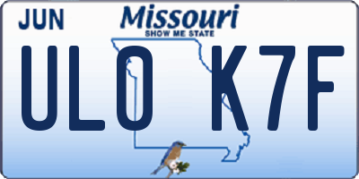 MO license plate UL0K7F