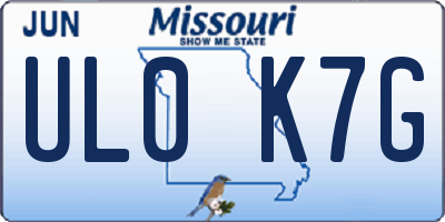 MO license plate UL0K7G
