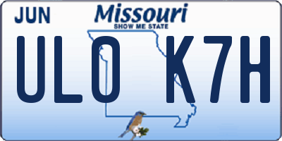 MO license plate UL0K7H