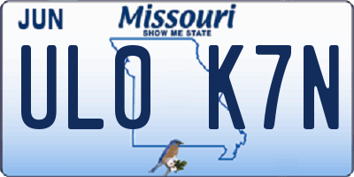 MO license plate UL0K7N