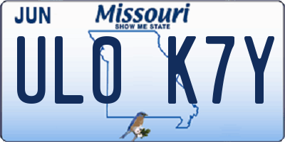 MO license plate UL0K7Y