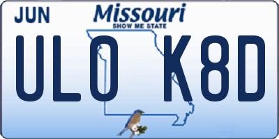 MO license plate UL0K8D