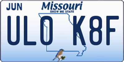 MO license plate UL0K8F