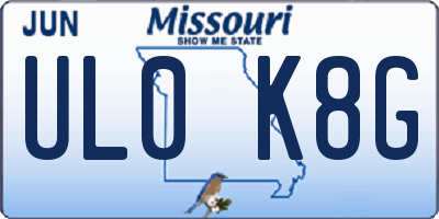 MO license plate UL0K8G