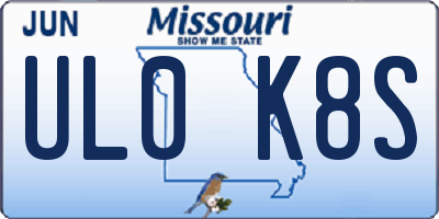 MO license plate UL0K8S