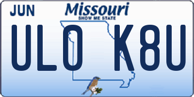 MO license plate UL0K8U