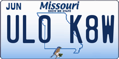 MO license plate UL0K8W