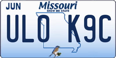 MO license plate UL0K9C