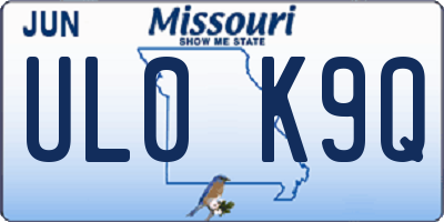 MO license plate UL0K9Q