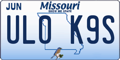 MO license plate UL0K9S