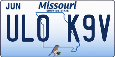 MO license plate UL0K9V