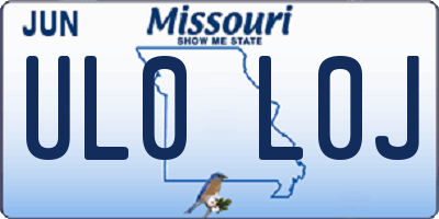 MO license plate UL0L0J
