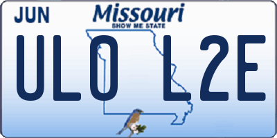 MO license plate UL0L2E