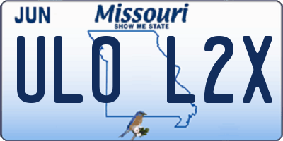 MO license plate UL0L2X