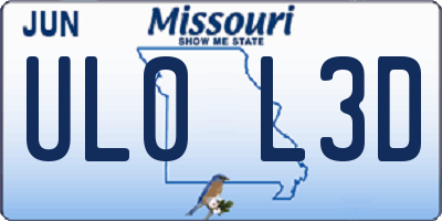 MO license plate UL0L3D