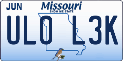 MO license plate UL0L3K