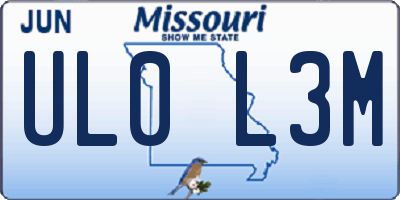 MO license plate UL0L3M