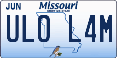MO license plate UL0L4M