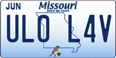 MO license plate UL0L4V
