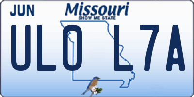 MO license plate UL0L7A