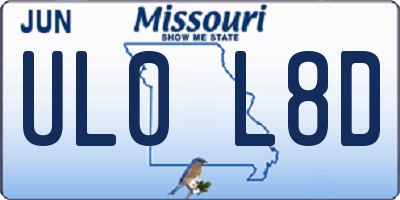 MO license plate UL0L8D
