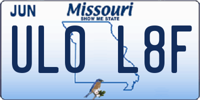 MO license plate UL0L8F