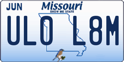 MO license plate UL0L8M