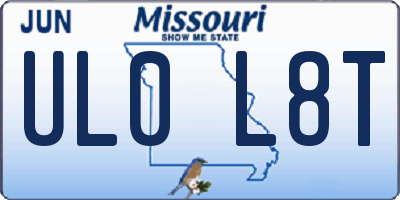 MO license plate UL0L8T