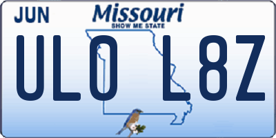 MO license plate UL0L8Z