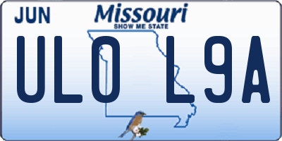 MO license plate UL0L9A