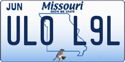 MO license plate UL0L9L