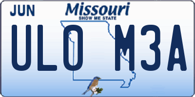 MO license plate UL0M3A