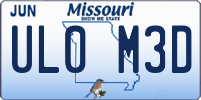 MO license plate UL0M3D