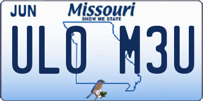 MO license plate UL0M3U