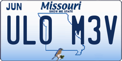 MO license plate UL0M3V