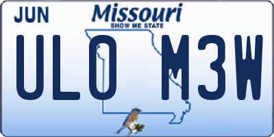 MO license plate UL0M3W
