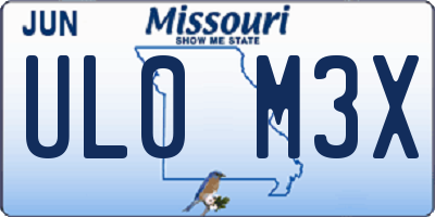 MO license plate UL0M3X