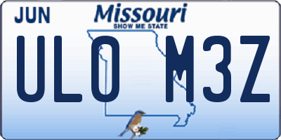 MO license plate UL0M3Z