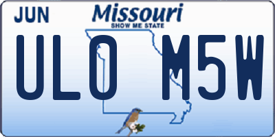 MO license plate UL0M5W