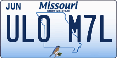 MO license plate UL0M7L