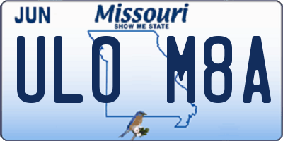 MO license plate UL0M8A