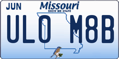 MO license plate UL0M8B
