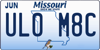 MO license plate UL0M8C