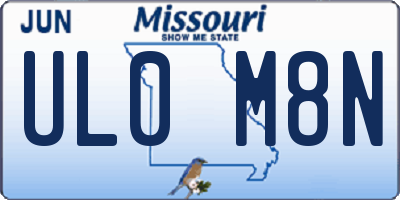 MO license plate UL0M8N