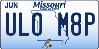 MO license plate UL0M8P