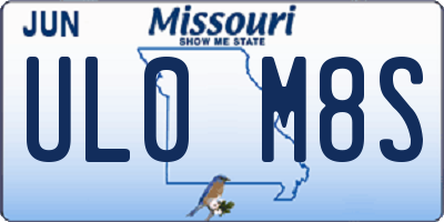 MO license plate UL0M8S