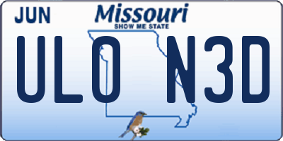MO license plate UL0N3D
