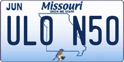 MO license plate UL0N5O